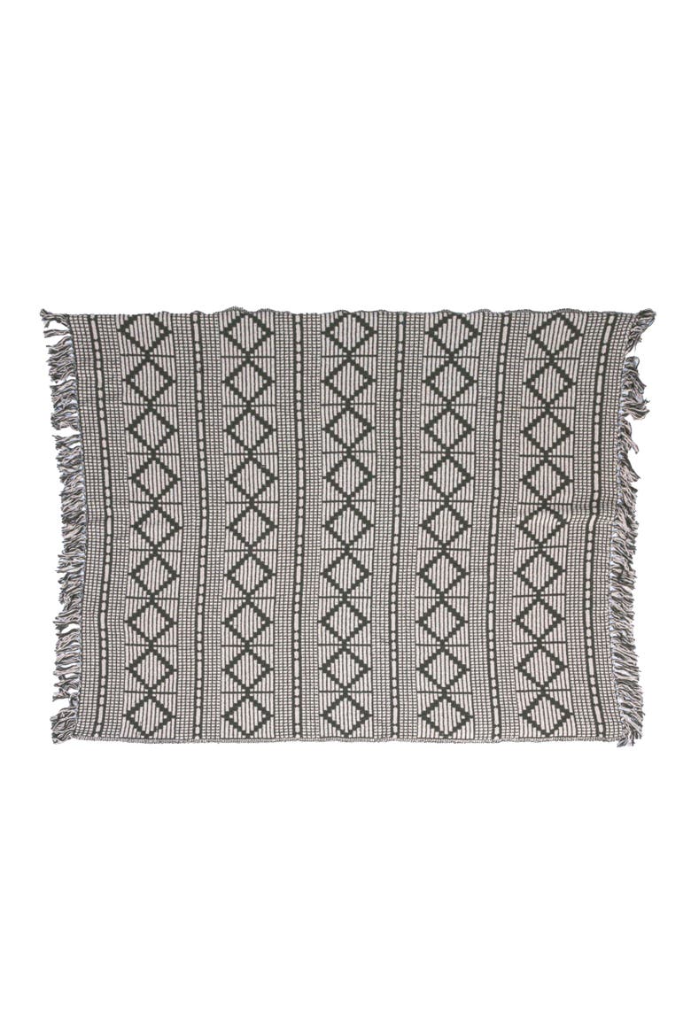 Soft Throw with Diamond Pattern and Fringe, Alternate, color, Green