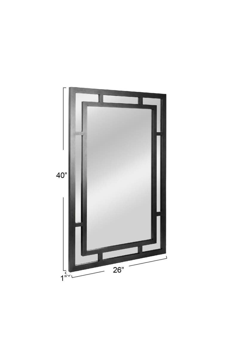 Olive Grove Vintage Wall Mirror with Geometric Art Deco Frame, Alternate, color, Black