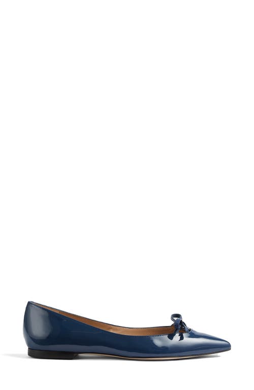 Lk Bennett Lynne Mini Bow Pointed Toe Flat In Blue