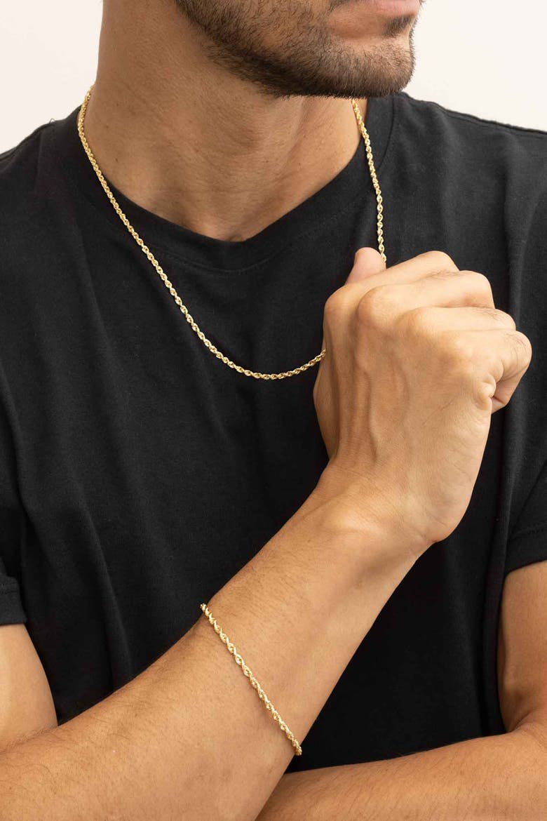 Men's Titan Rope Chain Bracelet in 10K Gold, Alternate, color, Yellow Gold