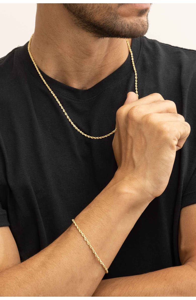 Oradina Men's Titan Rope Chain Bracelet in 14K Gold, Alternate, color, Yellow Gold