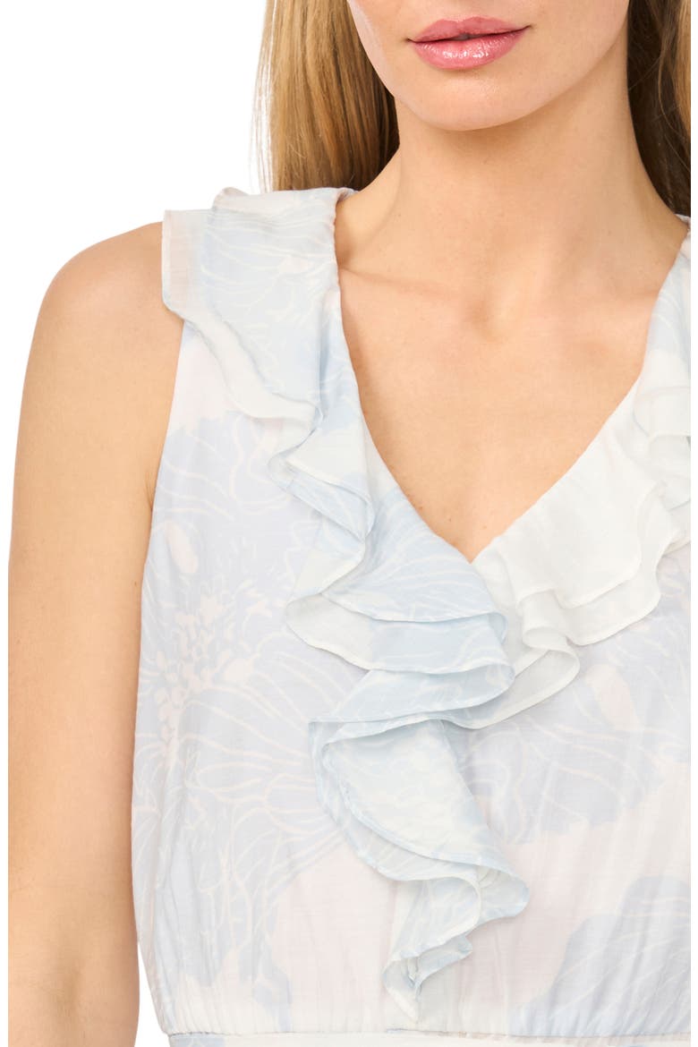 Ruffle Metallic Tie Waist Sleeveless Maxi Dress, Alternate, color, BLUE MULTI