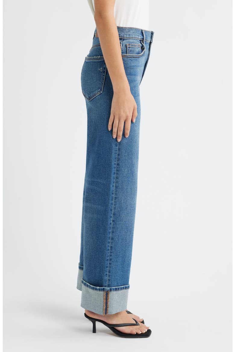 Cuffed High Waist Dad Jeans, Alternate, color, DARK WASH