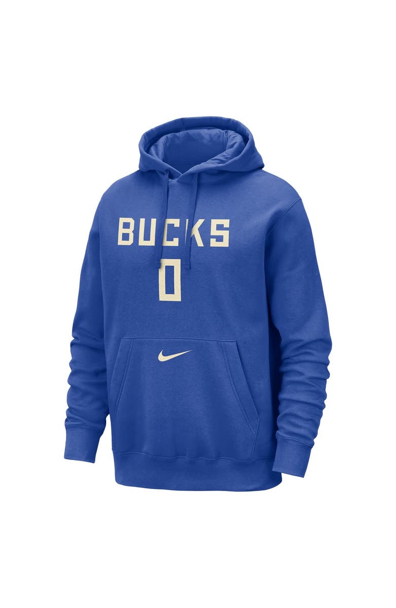 Nike Men's Nike Damian Lillard Royal Milwaukee Bucks 2024/25 City Edition Name & Number Pullover Hoodie, Alternate, color, 