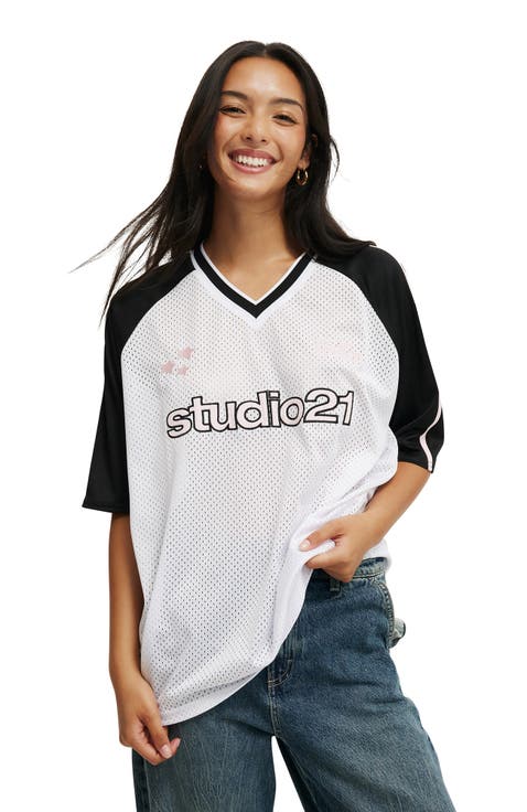 Oversized V Neck Raglan Jersey
