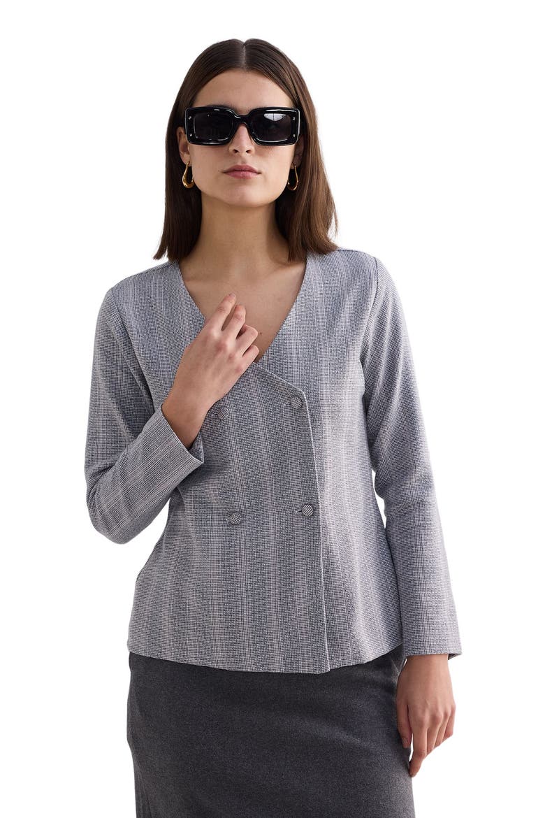Fitted Cotton Tweed Jacket, Alternate, color, Steel Breeze