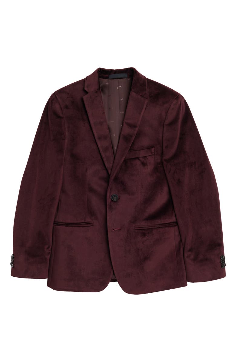 Michael Kors Kids' Burgundy Velvet Notch Lapel Sport Coat, Main, color, Burgundy