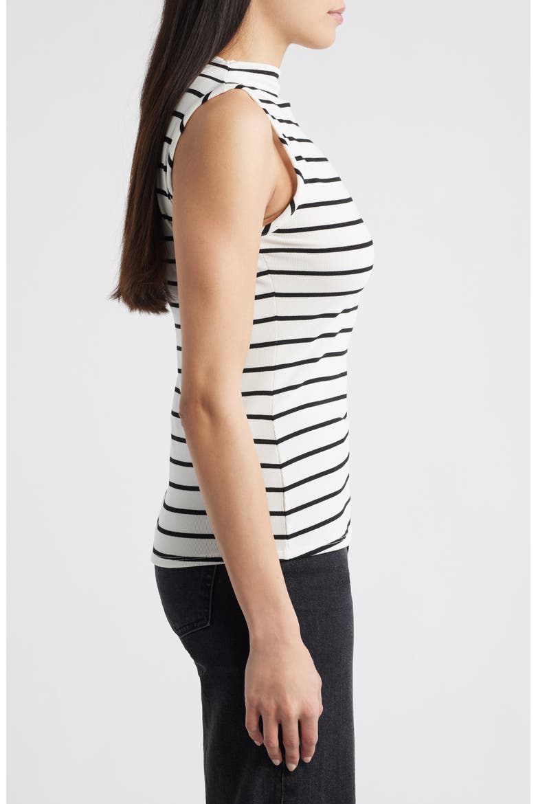 Stripe Side Twist Rib Top, Alternate, color, IVORY/ BLACK