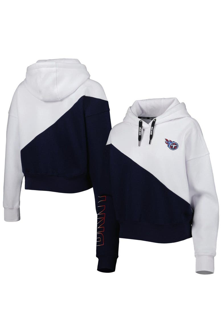 Women's DKNY Sport White/Navy Tennessee Titans Bobbi Color Blocked Pullover Hoodie, Main, color, White