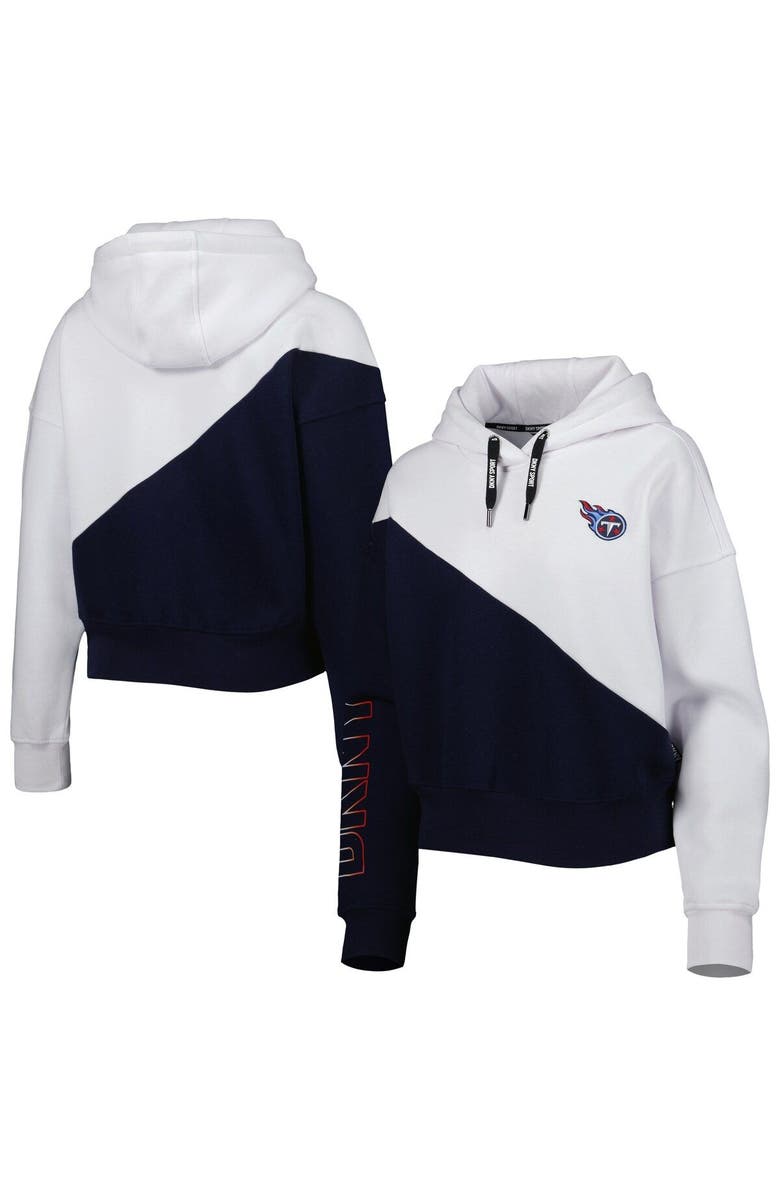 DKNY SPORT Women's DKNY Sport White/Navy Tennessee Titans Bobbi Color Blocked Pullover Hoodie, Main, color, White