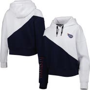 DKNY SPORT Women's DKNY Sport White/Navy Tennessee Titans Bobbi Color Blocked Pullover Hoodie