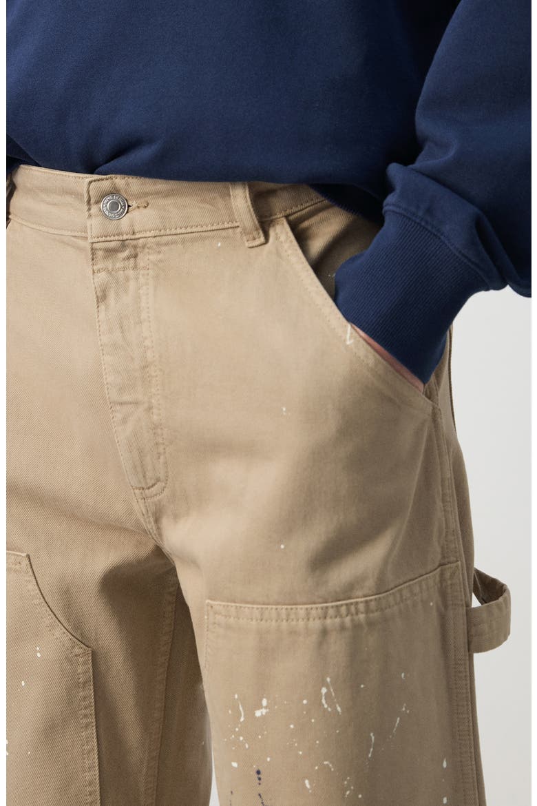 x Fantastic Man Paint Splatter Relaxed Fit Carpenter Jeans, Alternate, color, BEIGE