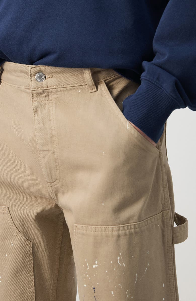 MANGO x Fantastic Man Paint Splatter Relaxed Fit Carpenter Jeans, Alternate, color, Beige