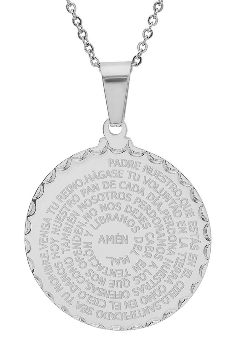 Padre Nuestro Pendant Necklace, Main, color, SILVER