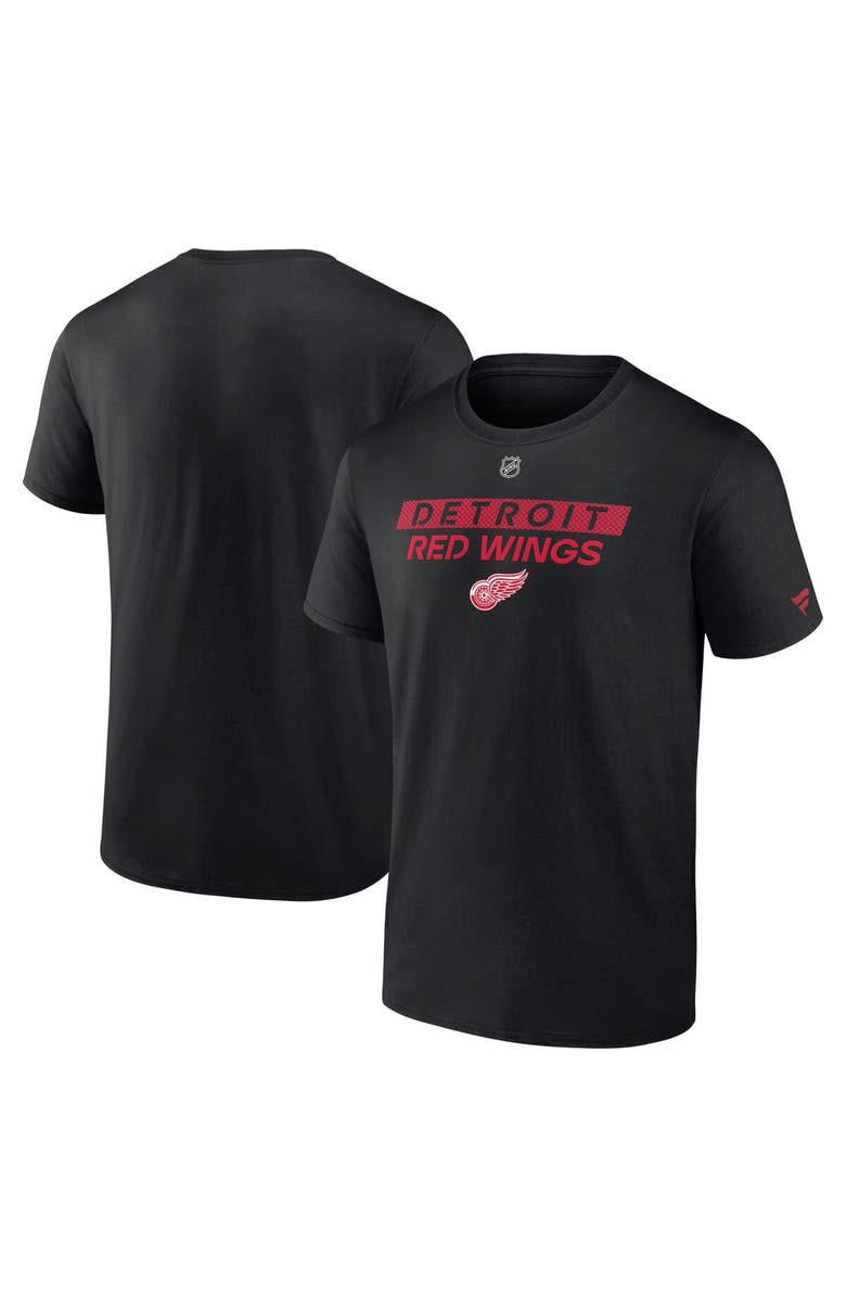 FANATICS Men's Fanatics  Black Detroit Red Wings Authentic Pro Core Primary T-Shirt, Main, color, 