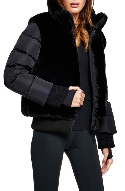 Sam . Carlie Faux Fur Quilted Down Puffer Jacket In Black