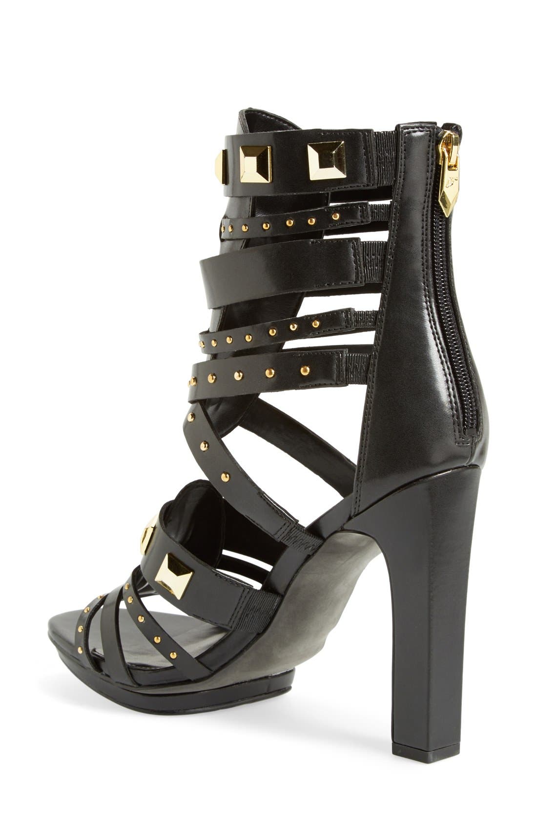 'Bonnie' Studded Strappy Sandal, Alternate, color, BLACK