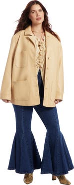 June & Vie Relaxed Faux Leather Blazer