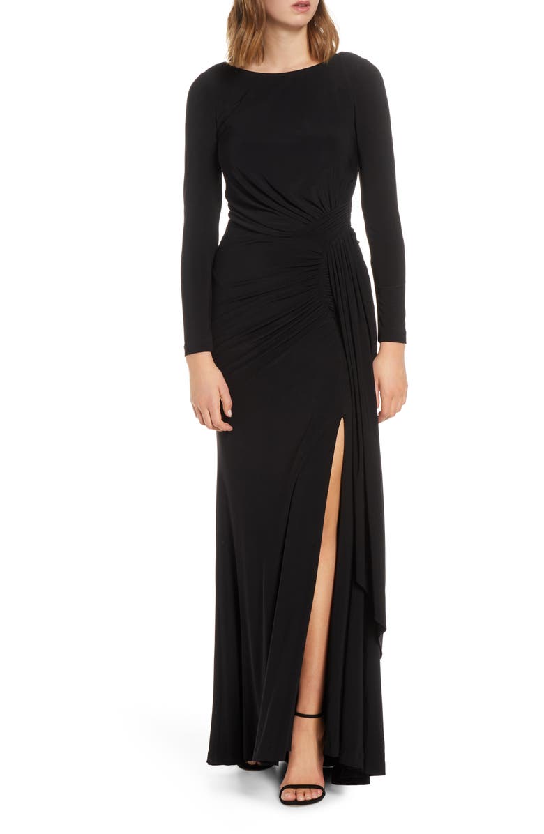 Vince Camuto Long Sleeve Ruched Gown, Main, color,