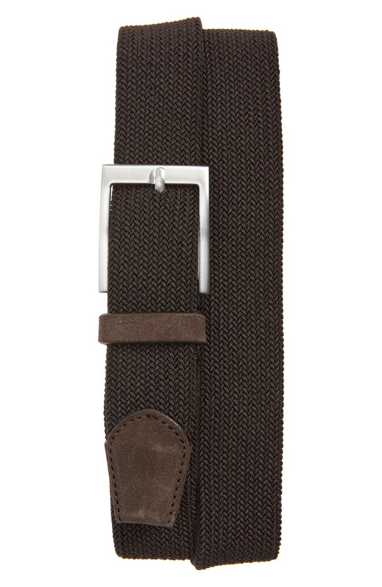 TO BOOT NEW YORK Woven Elastic Belt, Main, color, Dark Brown