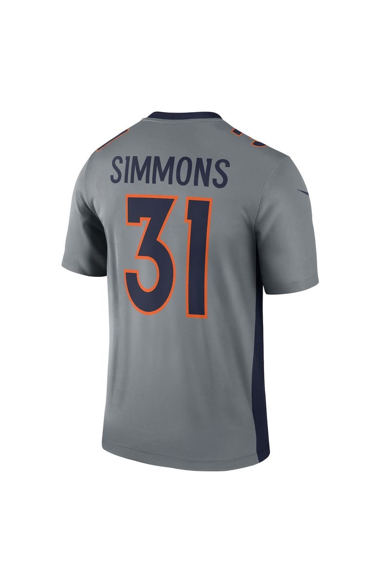 Nike Men's Nike Justin Simmons Gray Denver Broncos Inverted Legend Jersey, Alternate, color,
