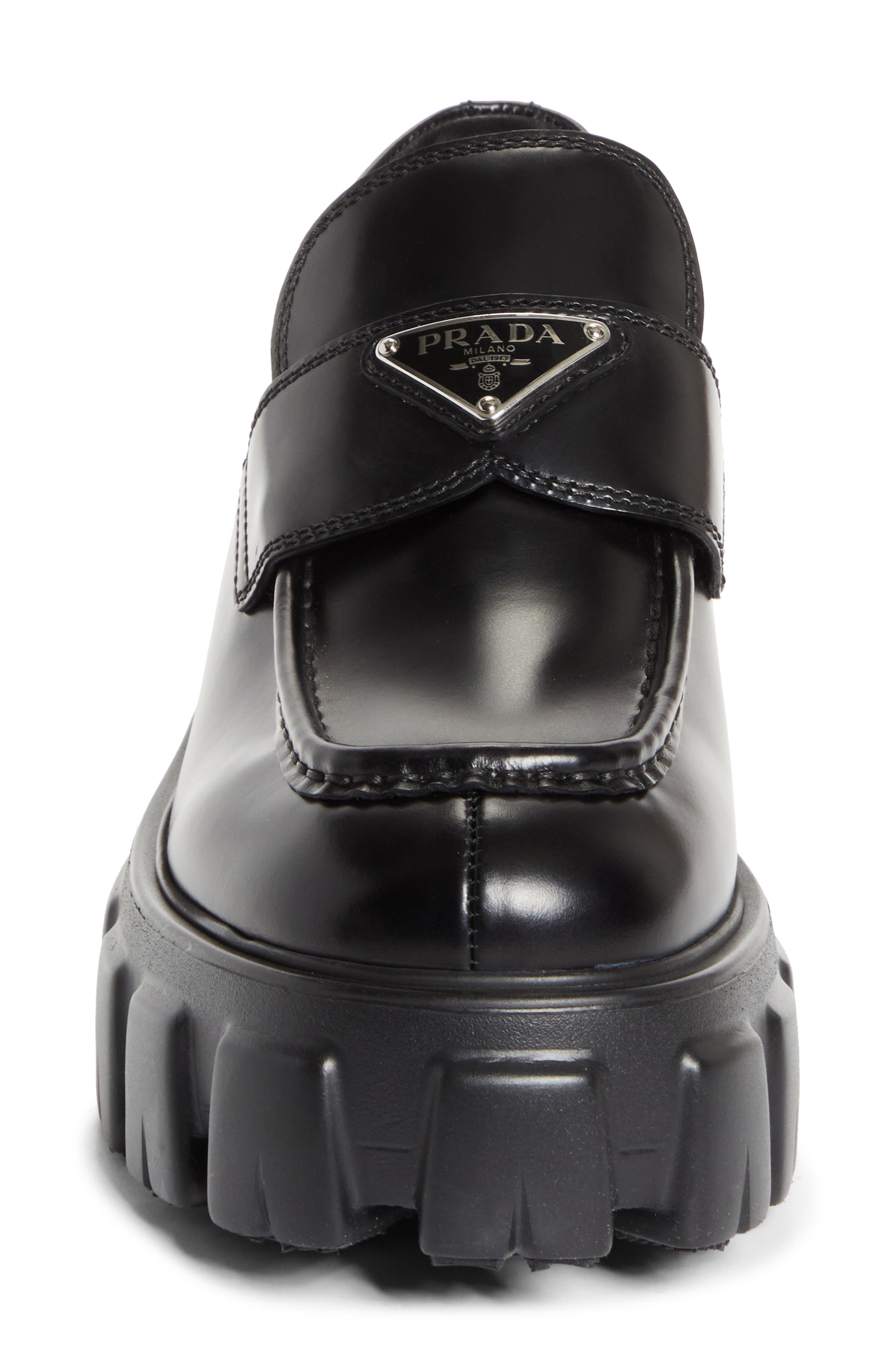 Prada Monolith Lug Sole Loafer, Alternate, color, Nero
