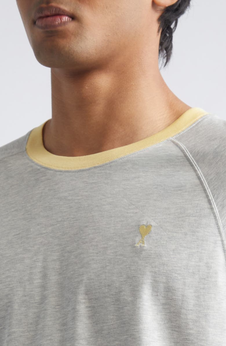 AMI PARIS Ami de Coeur Embroidered Cotton Ringer T-Shirt, Alternate, color,