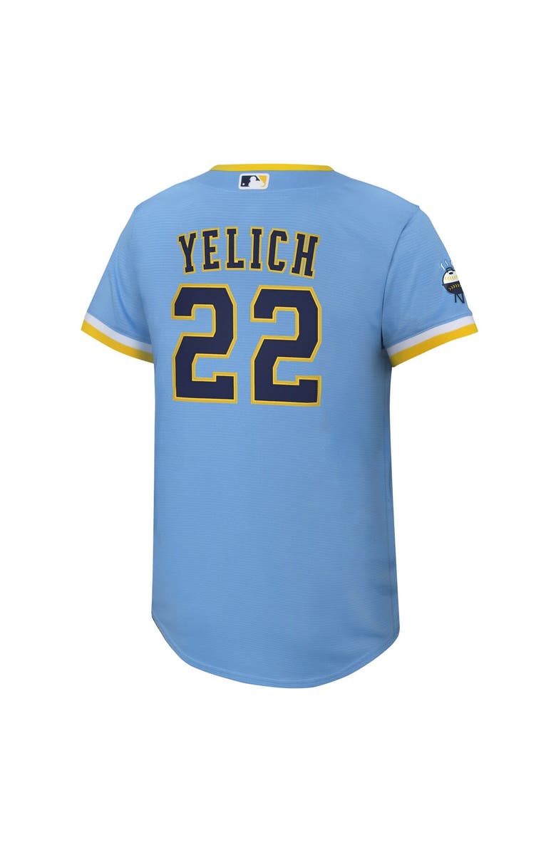 Nike Youth Nike Christian Yelich Powder Blue Milwaukee Brewers City Connect Replica Player Jersey, Alternate, color, 