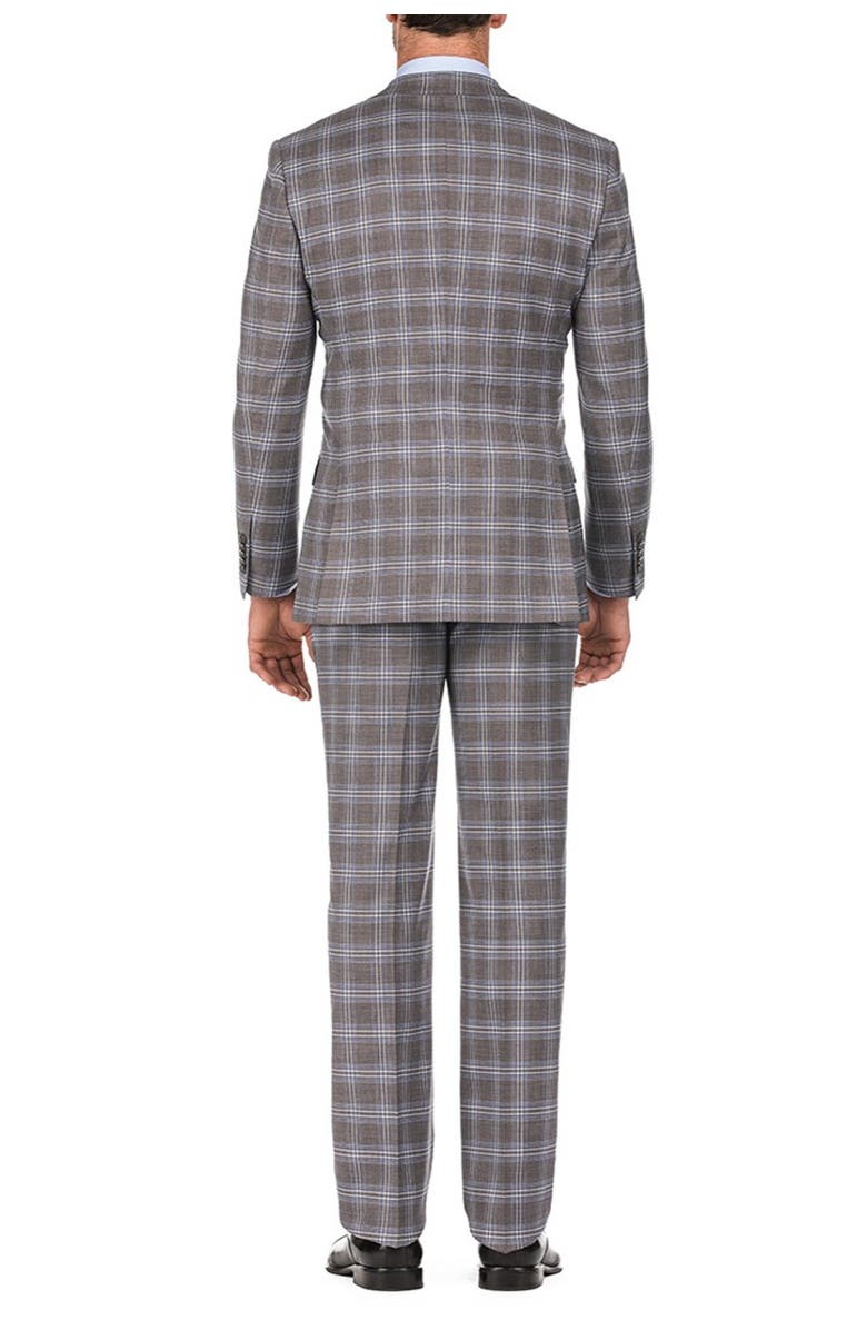 English Laundry Brown Plaid Two Button Notch Lapel Slim Fit Vest Suit, Alternate, color, 