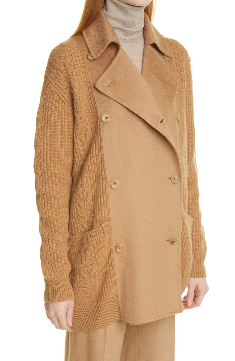 Max Mara Mixed Media Wool & Cashmere Coat, Alternate, color, 