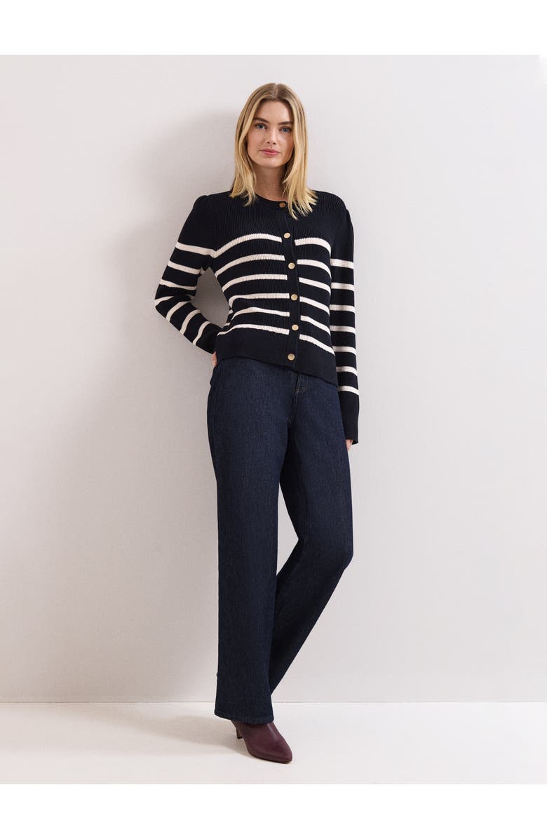 Phase Eight Grace Button-Front Round Neck Cardigan, Alternate, color, Navy/Ivory