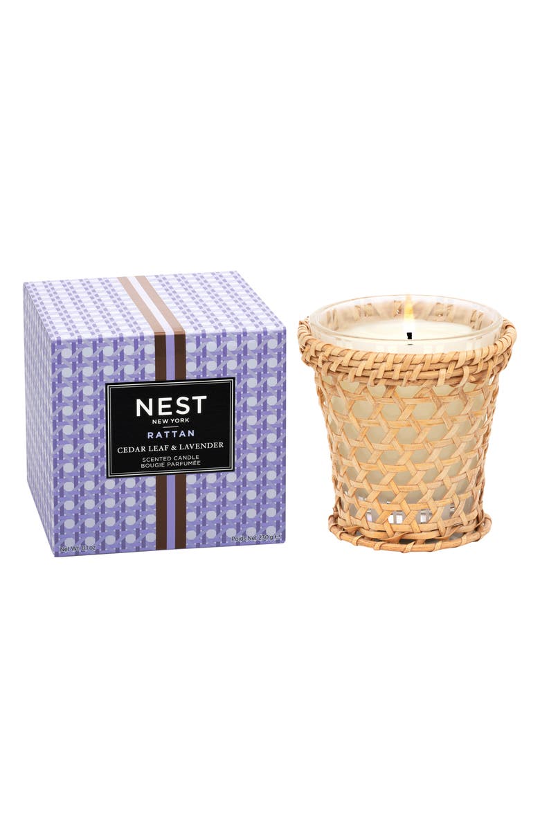 NEST New York Rattan Cedar Leaf & Lavender Scented Candle, Alternate, color, 
