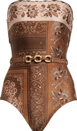 Zimmermann Lucky Belted One-Piece Bandeau Swimsuit | Nordstrom