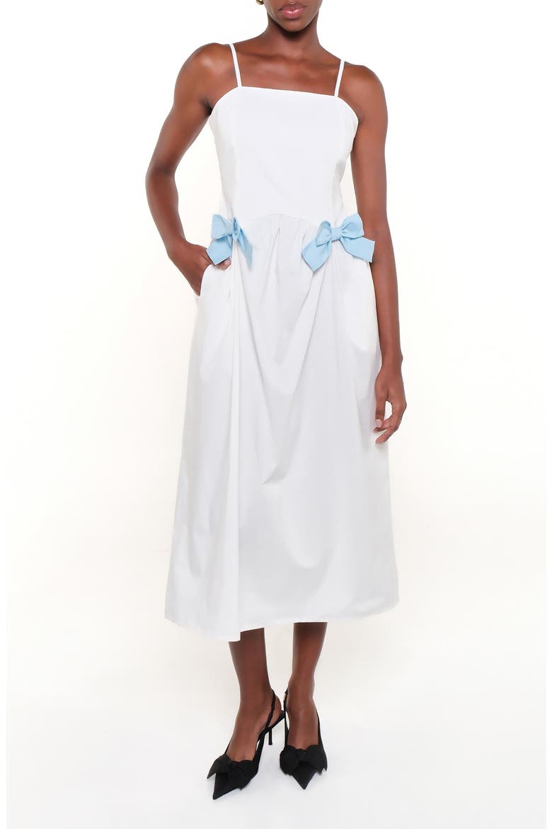 Maddy Sleeveless Stretch Cotton Midi Dress, Main, color, CRUDO