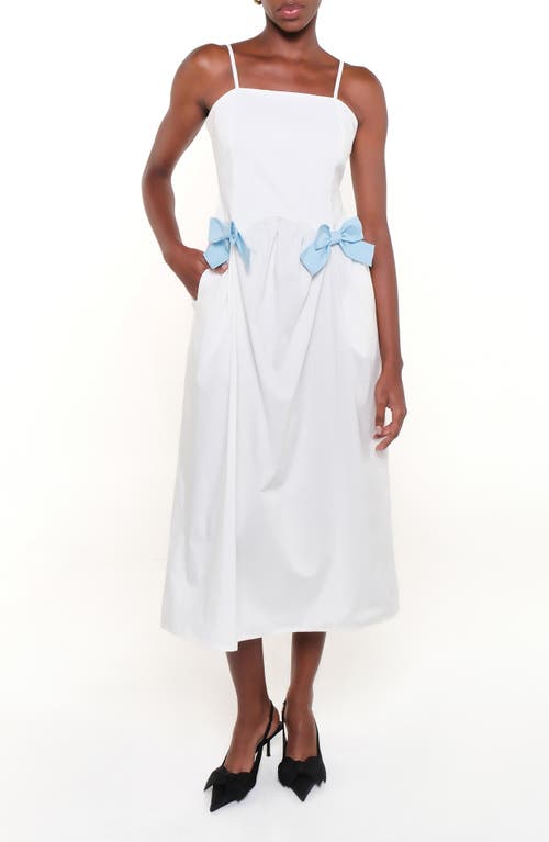 The Lulo Project Maddy Sleeveless Stretch Cotton Midi Dress In White