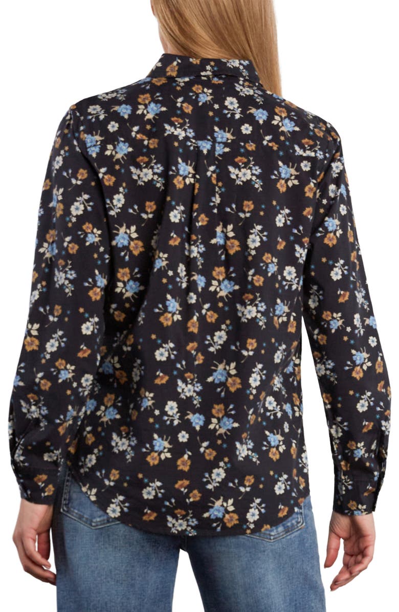 Billy T Cotton Blend Button-Up Shirt, Alternate, color, Black Retro Rose