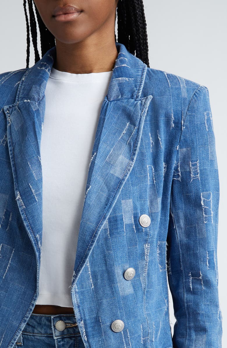 L'AGENCE Wayne Denim Double Breasted Crop Jacket, Alternate, color, Tucson
