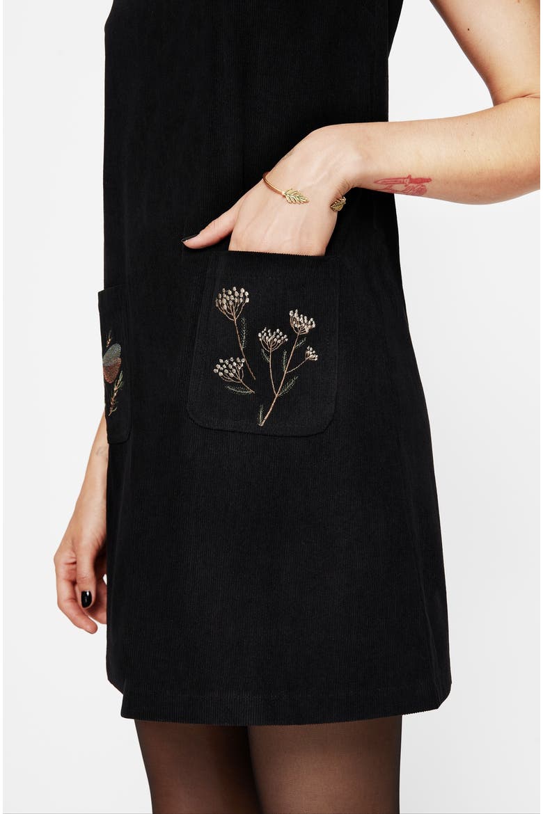 Griffinfly Embroidered Cord Mini Dress, Alternate, color, Black