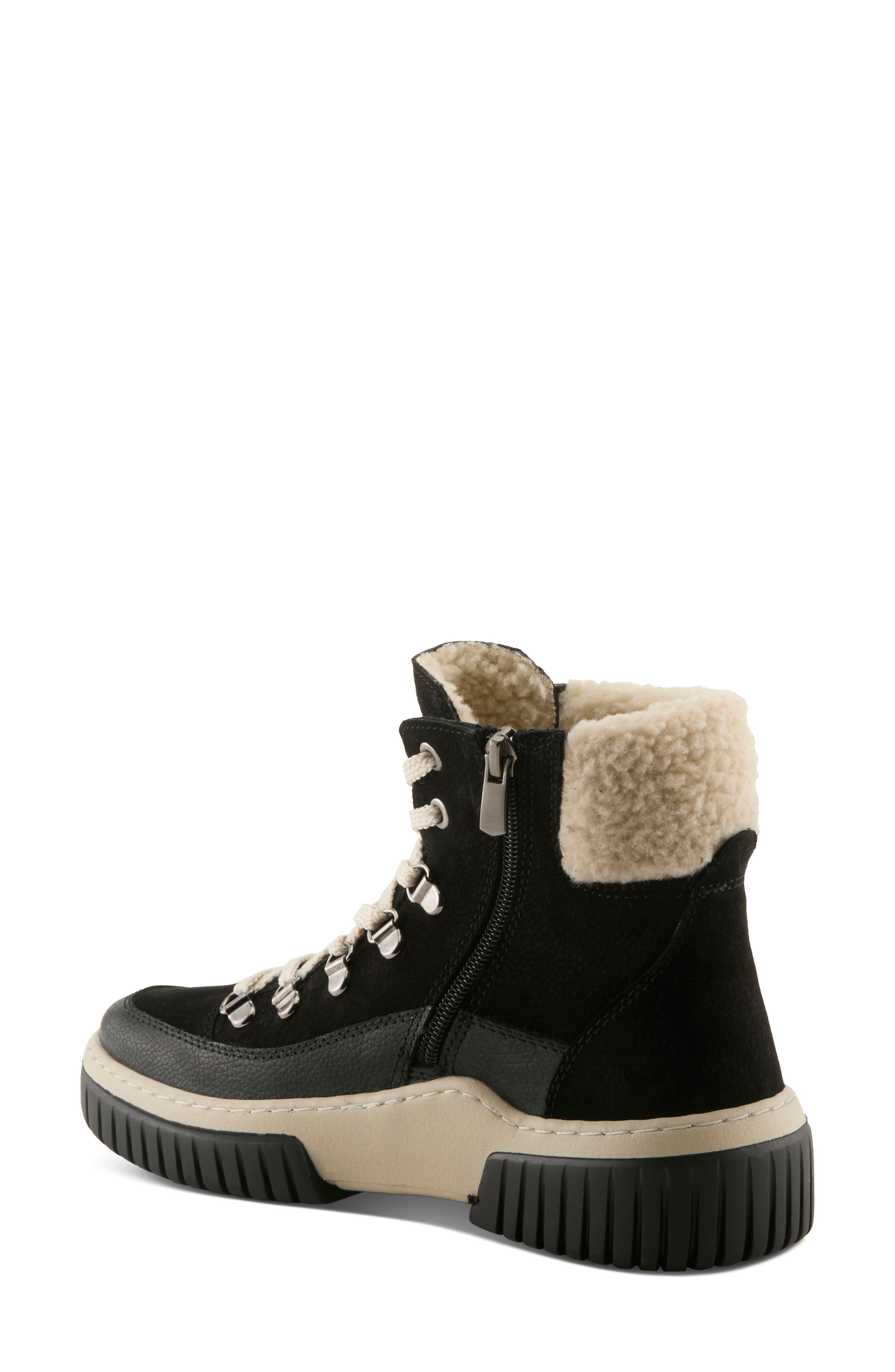 Winterlyn Leather Boot with Genuine Shearling Trim, Alternate, color, BLACK NUBUCK