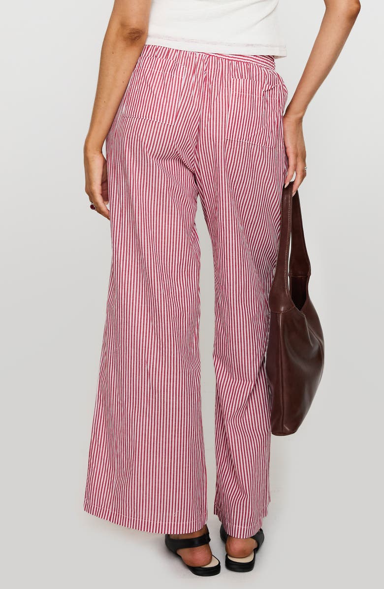 Princess Polly Holiday Tie Waist Wide Leg Pants, Alternate, color, Red / White Stripe