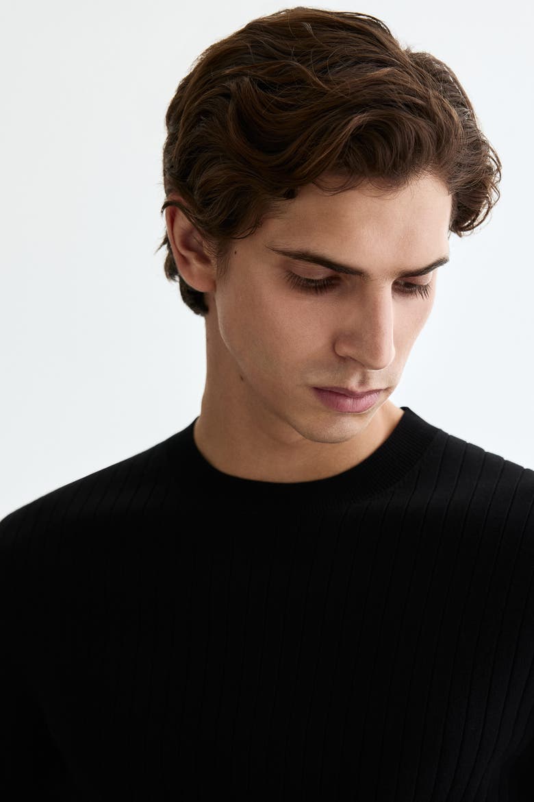 Slim Fit Knitted T-shirt, Alternate, color, Black