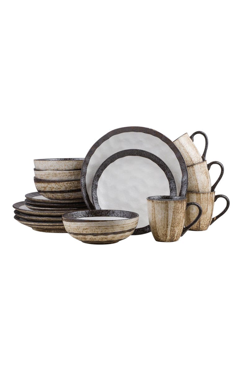 Stone Lain Lucy Porcelain 16-Piece Dinnerware Set, Main, color, Beige