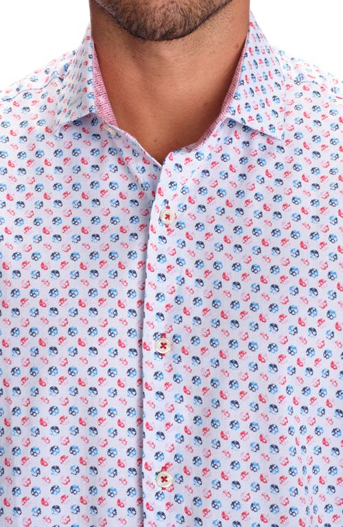 Studio Garnet Los Angeles Dot Print Short Sleeve Cotton Button-up Shirt In Red