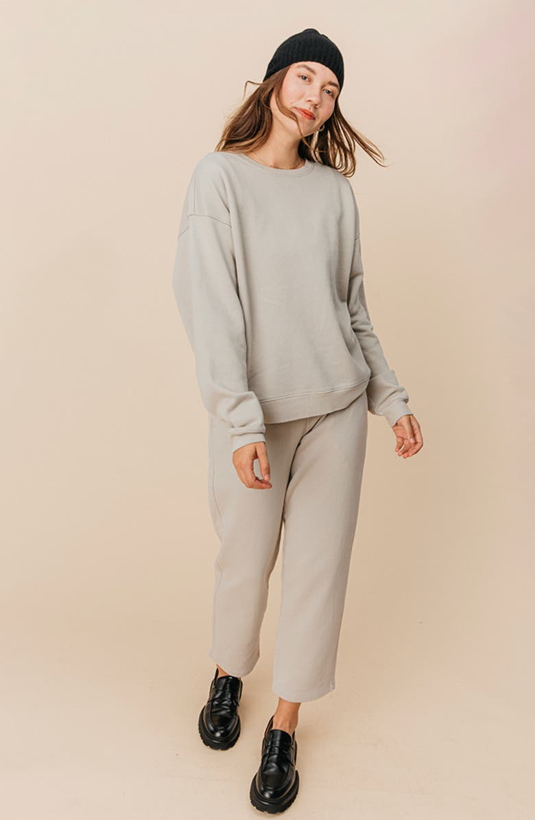 Ocio Organic Cotton Teddy Cropped Pant, Alternate, color, Stone