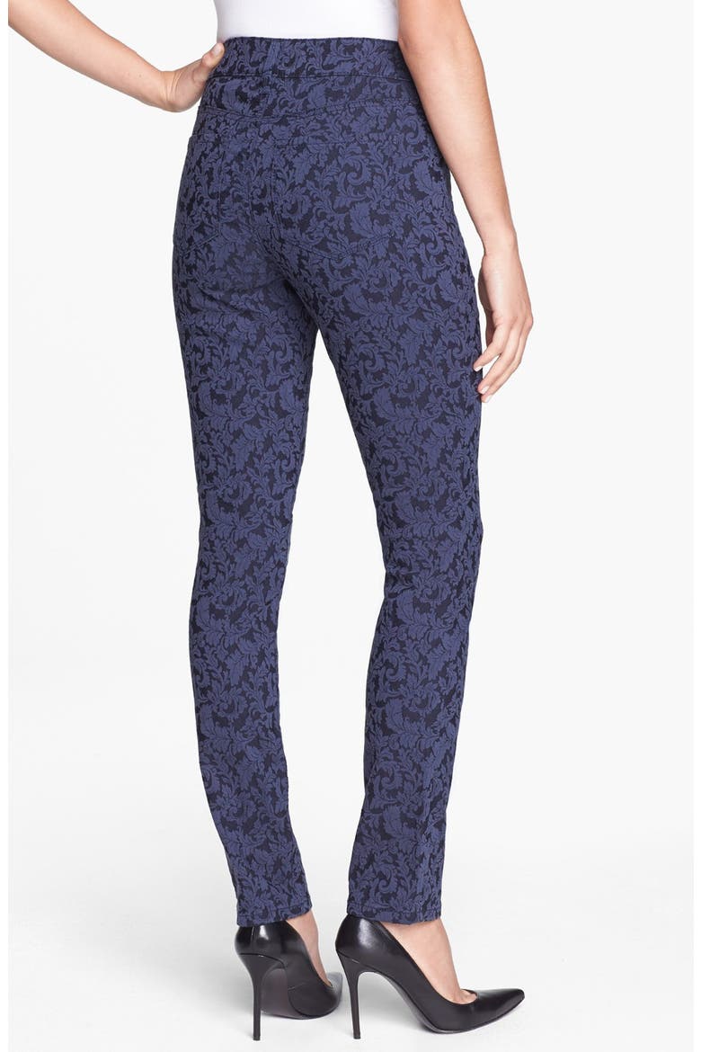'Jade' Patterned Stretch Skinny Jeans, Alternate, color, NAVY JACQUARD