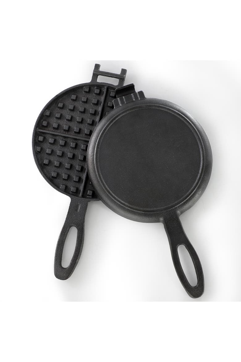 6.7 Inch Round Cast Iron Pie Iron Outdoor/Camping Cookware with Long Handle, Alternate, color, Black