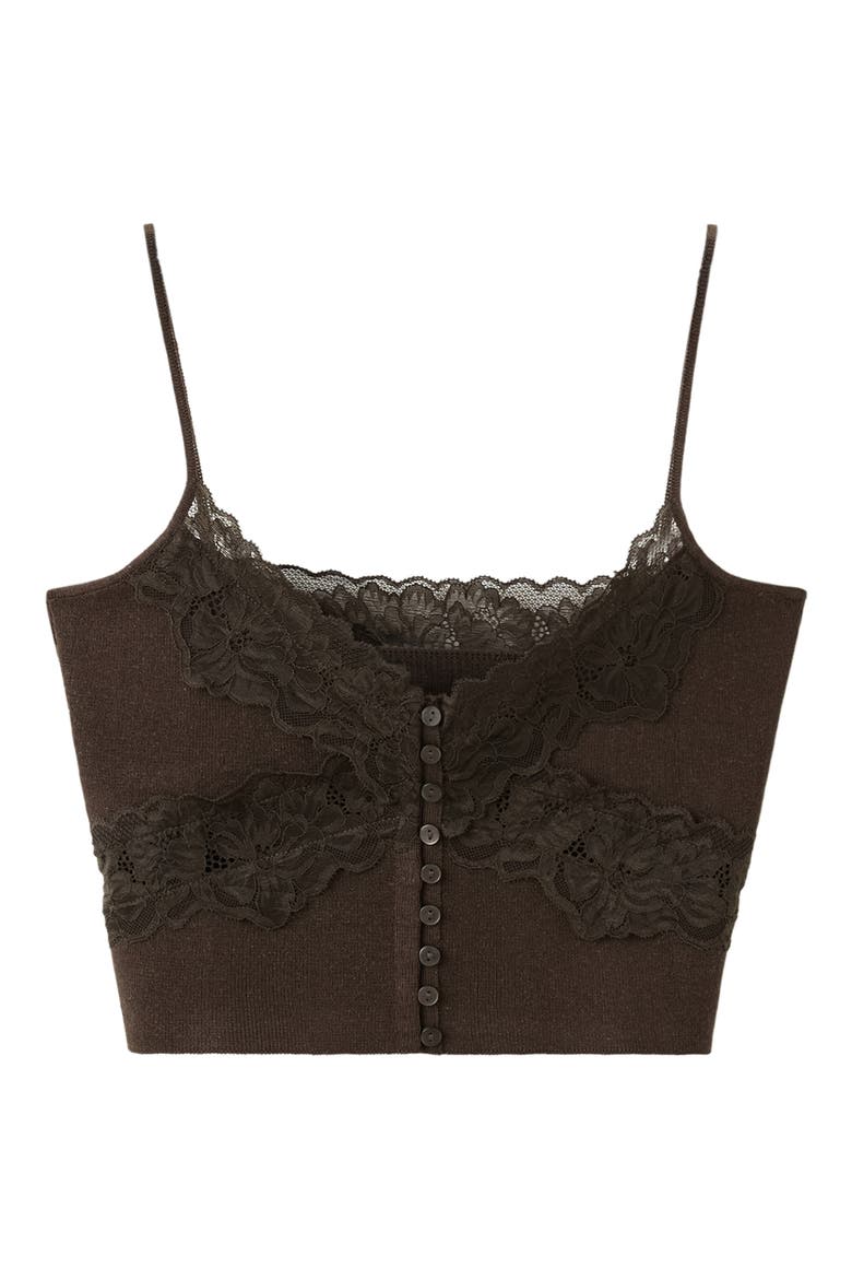 Lace Trimmed Fine Knit Crop Camisole, Alternate, color, CHOCOLATE