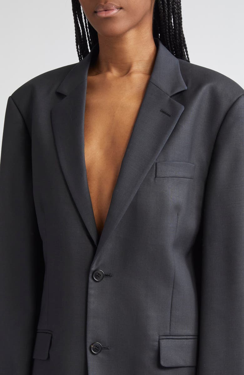 Maison Margiela Single Breasted Mohair & Wool Blazer, Alternate, color, 