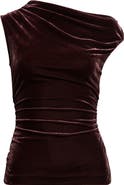 Reiss Demi Velvet Asymmetric Neck Top