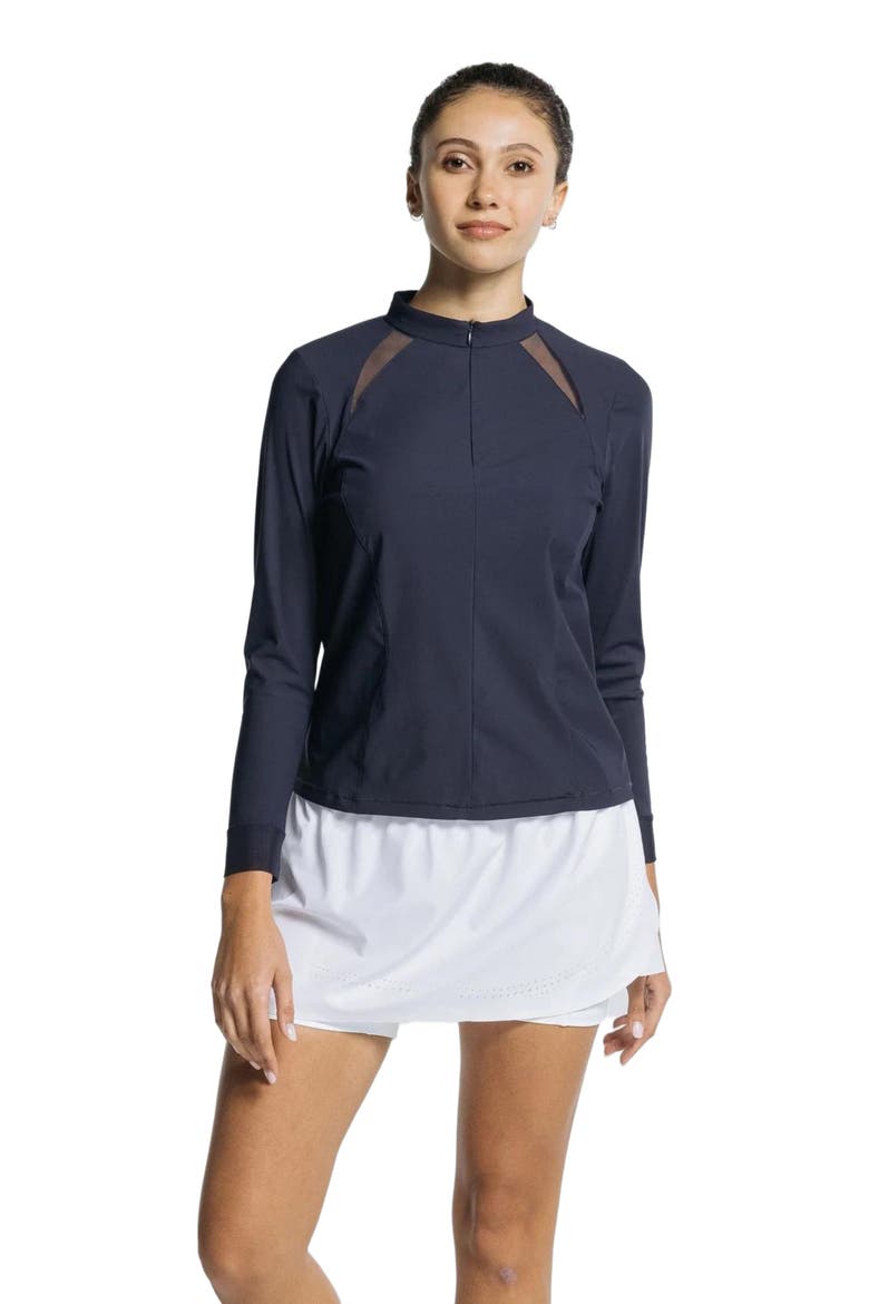 Pickleball Volley Zip Long Sleeve, Main, color, Sapphire Blue